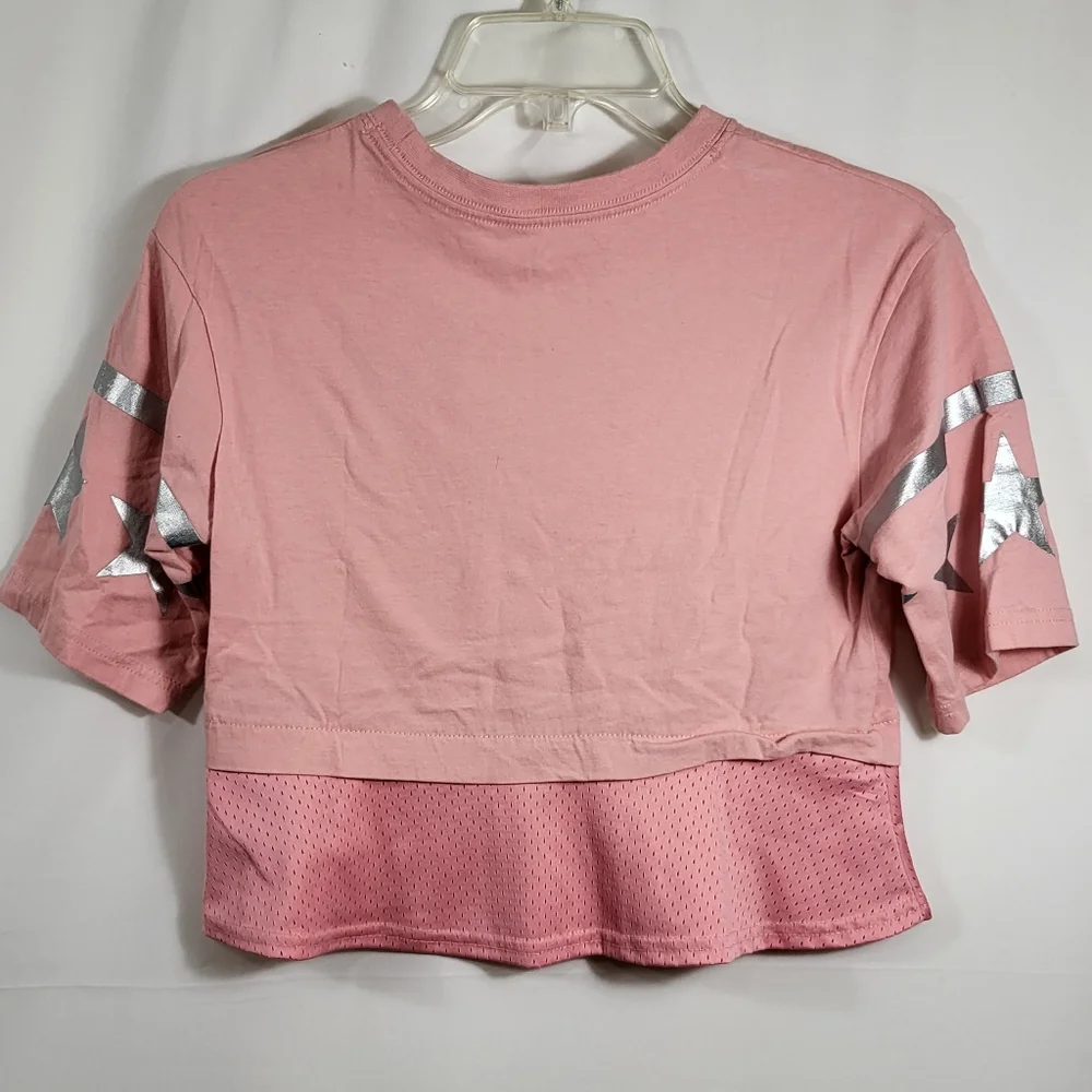 Converse pink top with silver star   girls S  #897